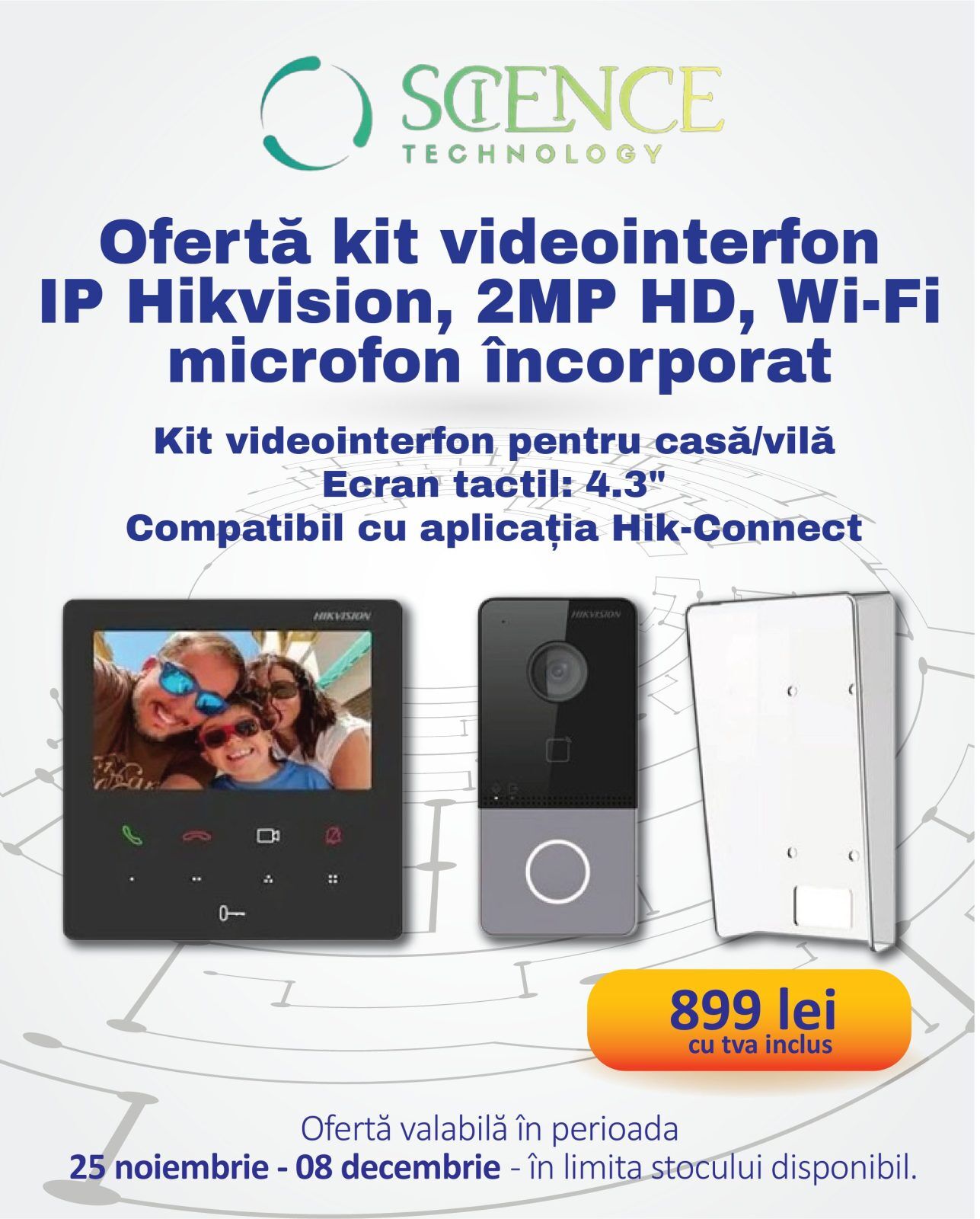 Kit videointerfon IP Hikvision 2 MP WIFI - imagine 1